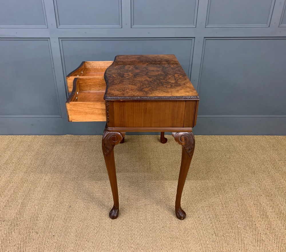 Serpentine Shaped Burr Walnut Side Table View XV