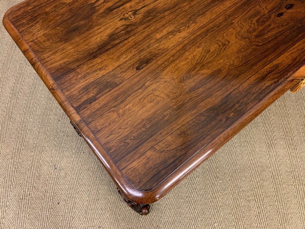 William IV Rosewood 3 Drawer Library Table View XI