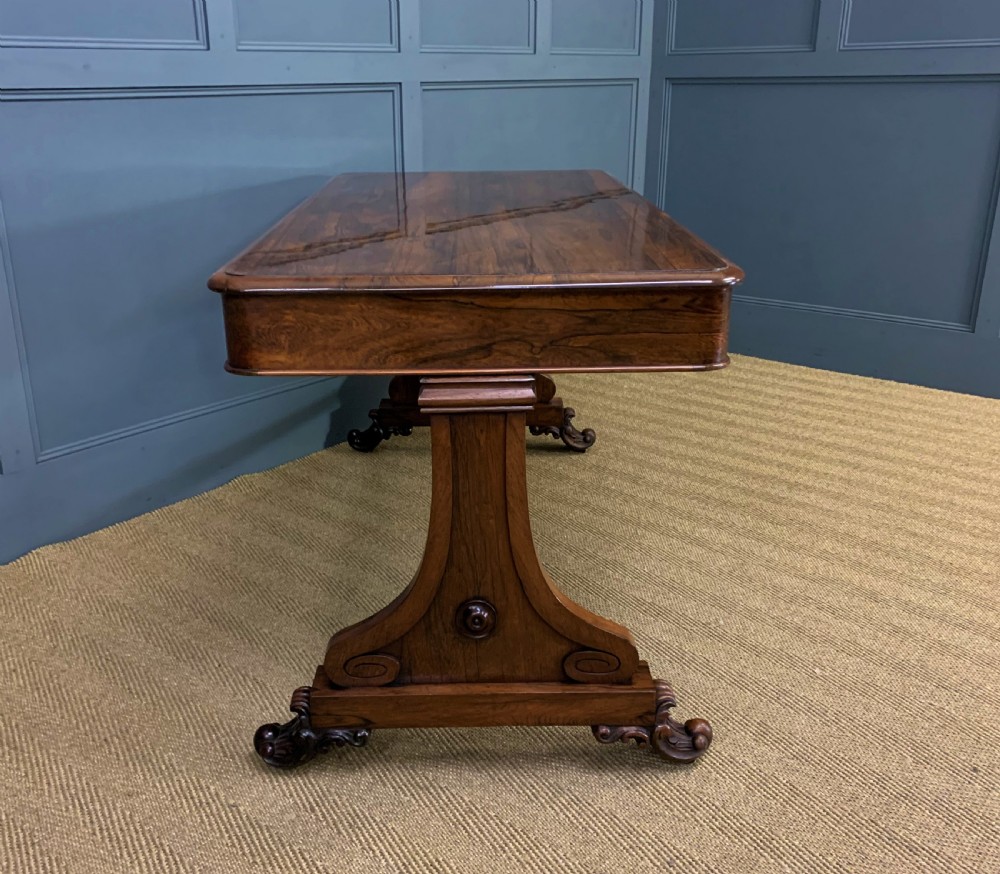 William IV Rosewood 3 Drawer Library Table View XII