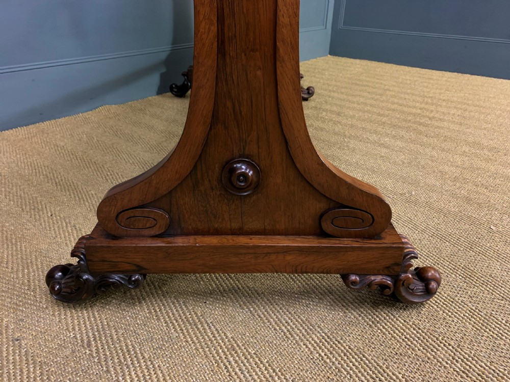 William IV Rosewood 3 Drawer Library Table View XIII