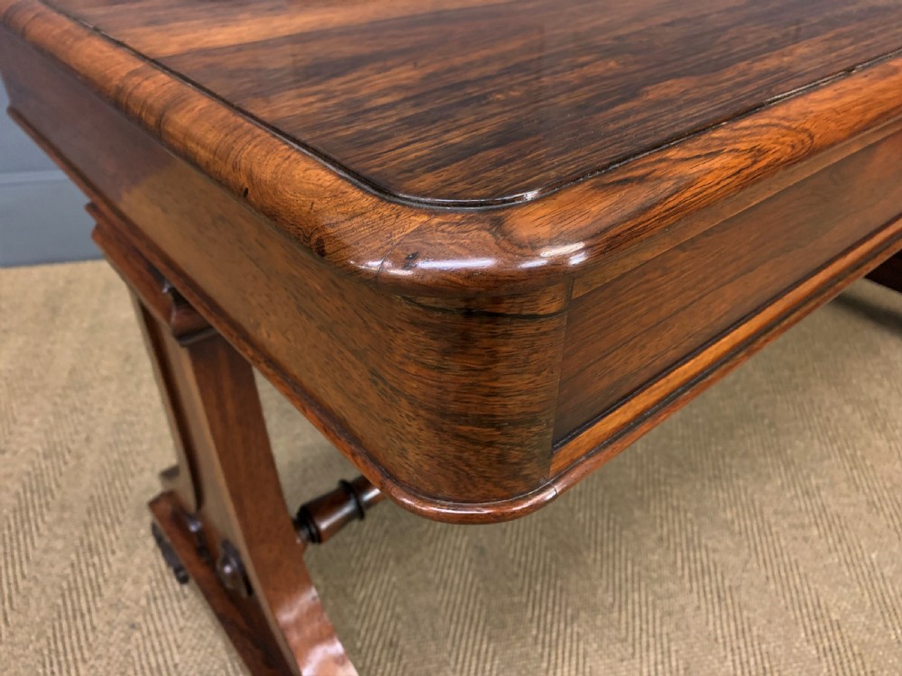 William IV Rosewood 3 Drawer Library Table View XVII