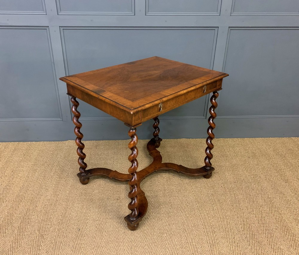 William and Mary Style Burr Walnut Lamp Table