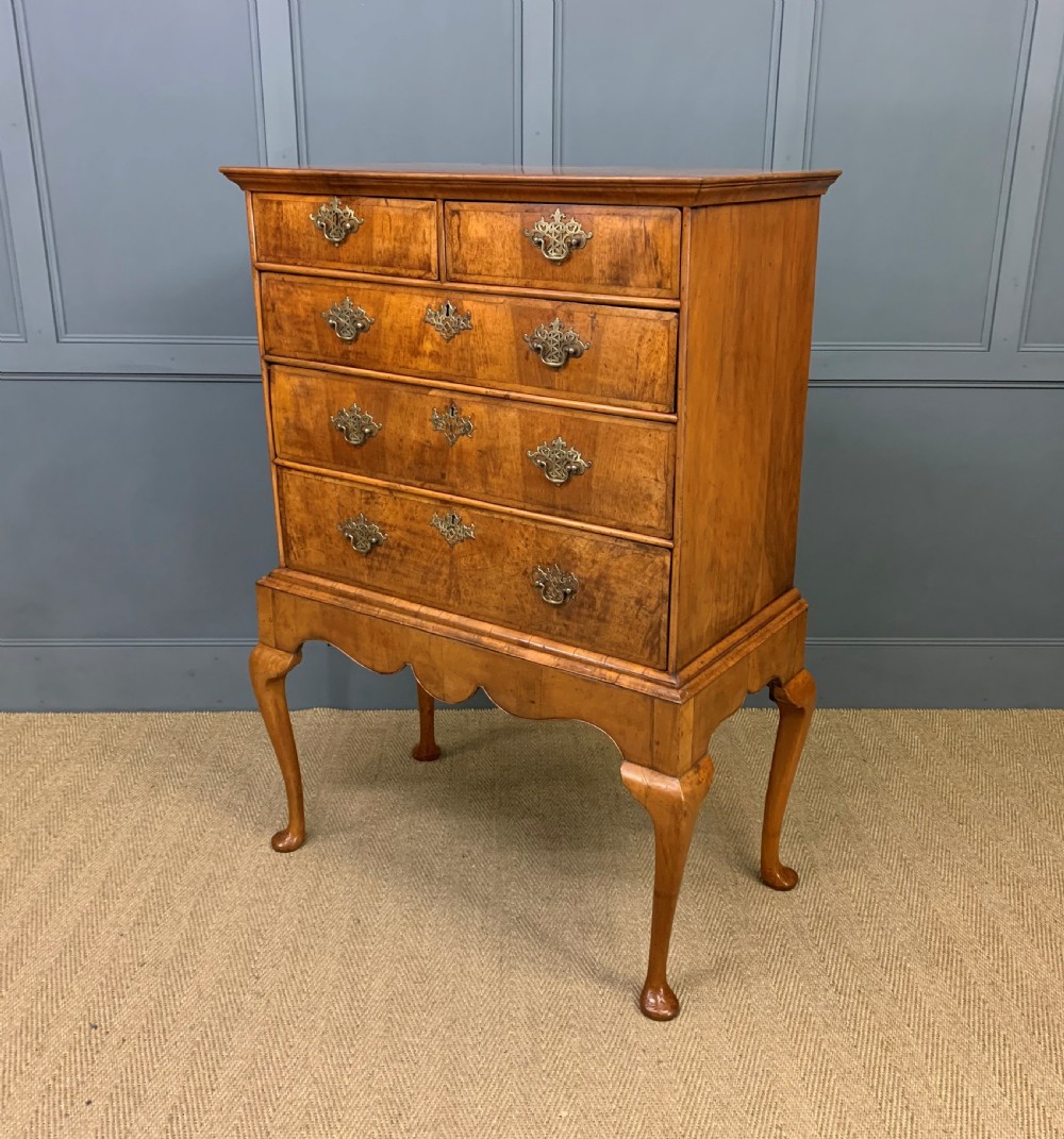 19th Century Burr Walnut Chest on Stand