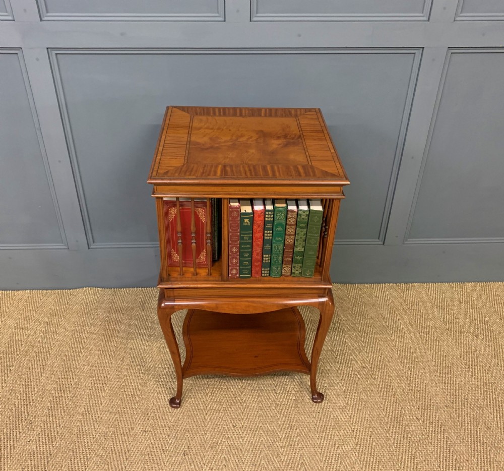 Edwardian Inlaid Satinwood Revolving Bookcase