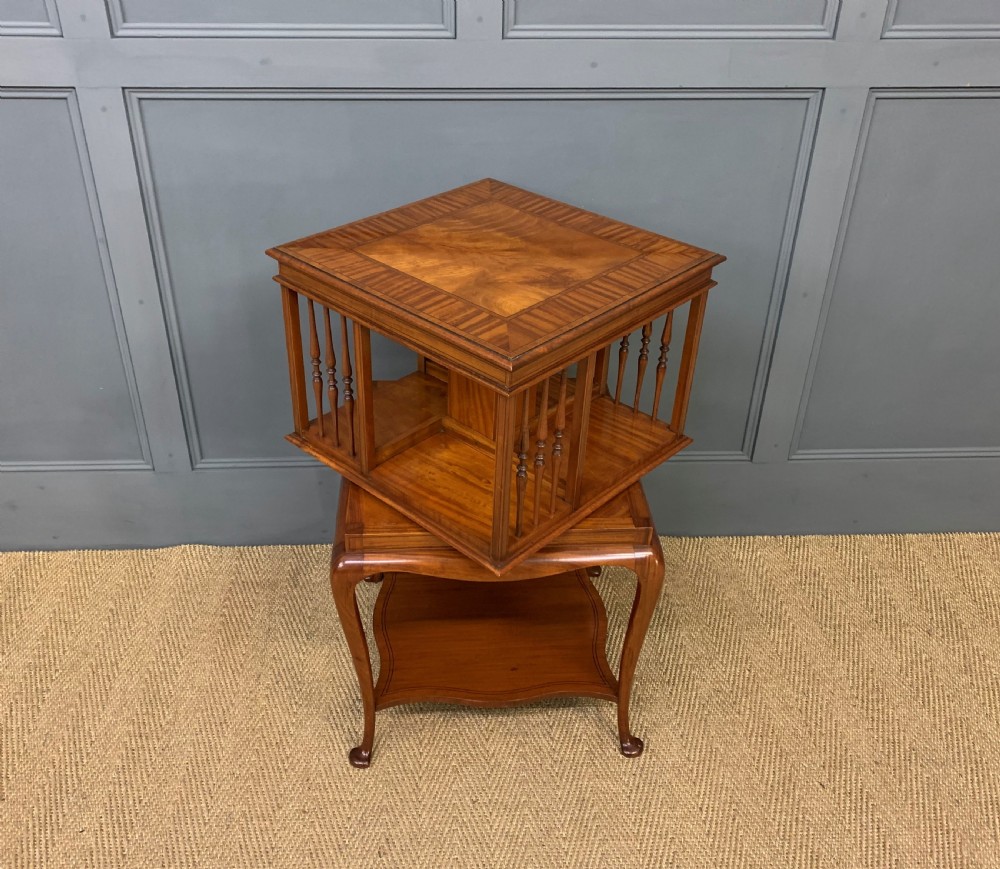 Edwardian Inlaid Satinwood Revolving Bookcase View V
