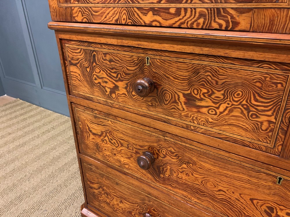 Victorian Inlaid Pine Linen Press by Bell and Coupland View II
