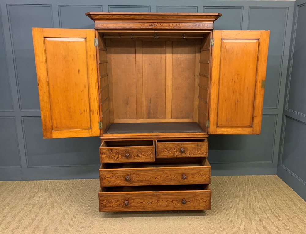Victorian Inlaid Pine Linen Press by Bell and Coupland View IV