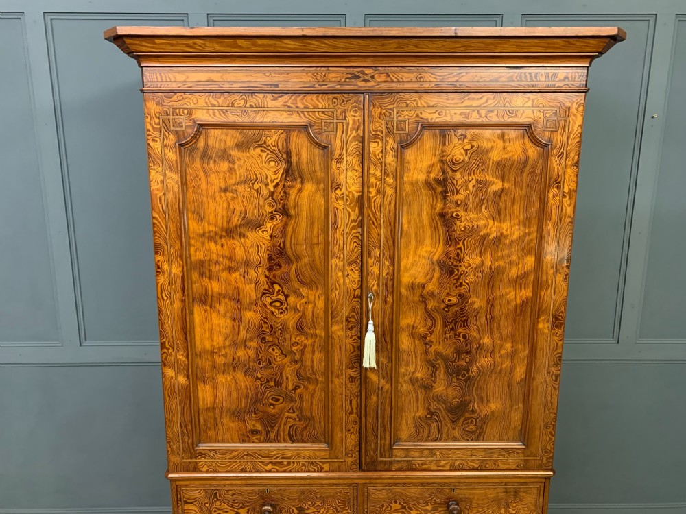 Victorian Inlaid Pine Linen Press by Bell and Coupland View IX