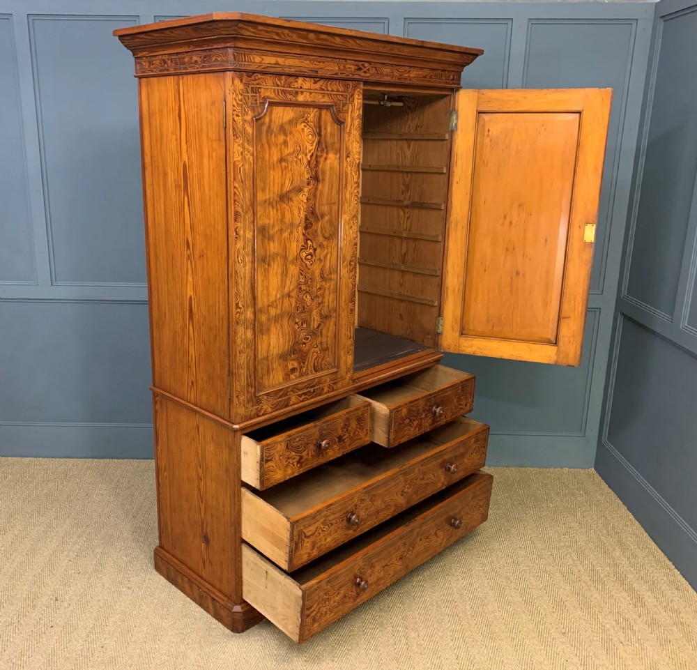 Victorian Inlaid Pine Linen Press by Bell and Coupland View XVI