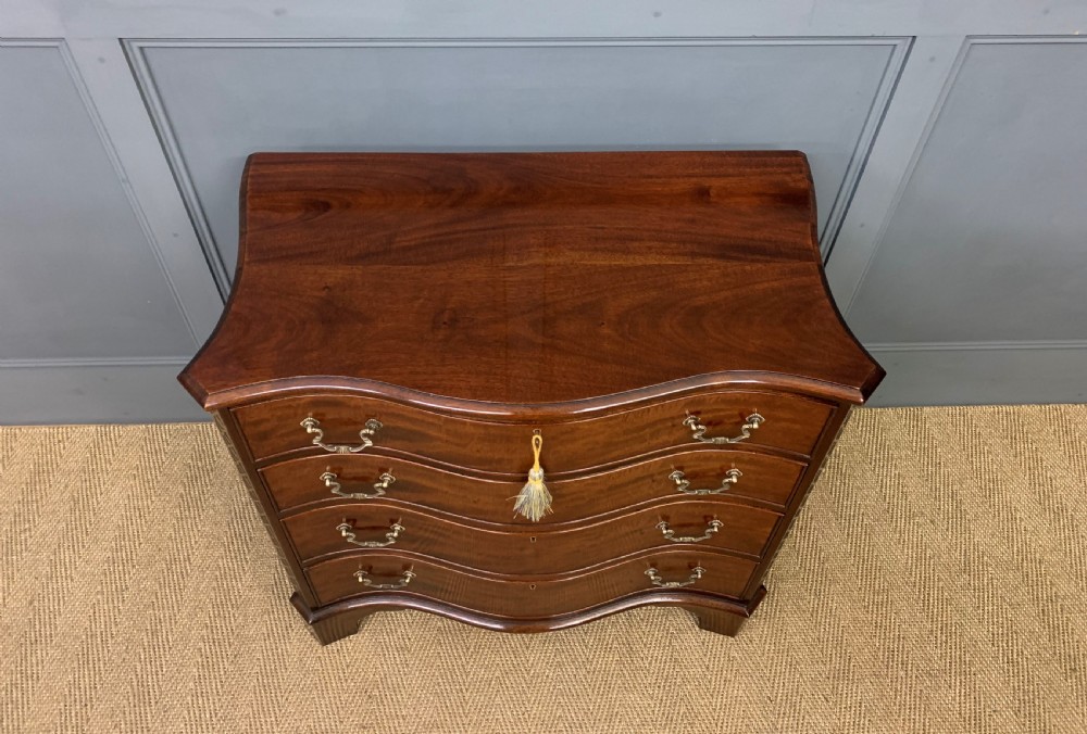 Chippendale Style Serpentine Mahogany Bachelors Chest of Drawers View II