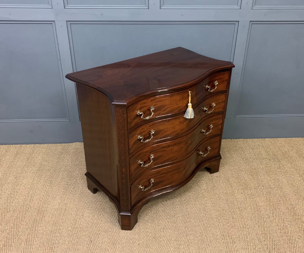 Chippendale Style Serpentine Mahogany Bachelors Chest of Drawers View IV