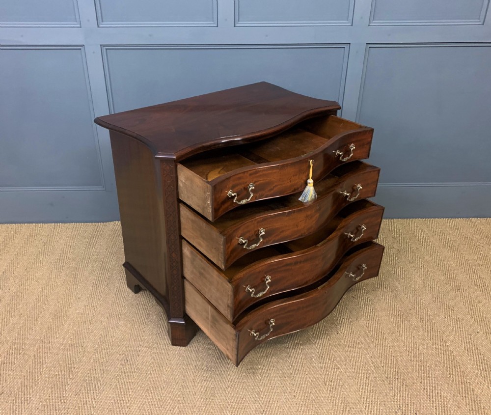 Chippendale Style Serpentine Mahogany Bachelors Chest of Drawers View V