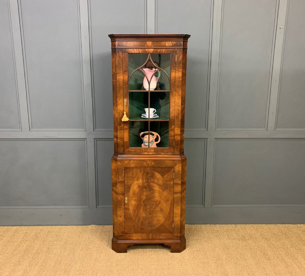 Burr Walnut Corner Cabinet