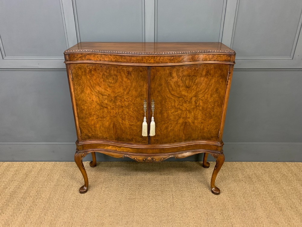 Serpentine Fronted Burr Walnut Cupboard View II