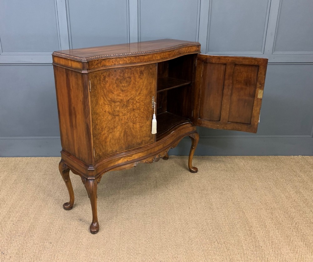 Serpentine Fronted Burr Walnut Cupboard View X