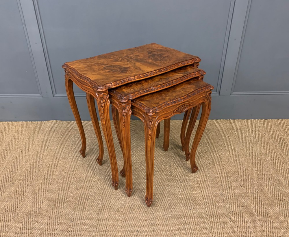 Nest of 3 Burr Walnut Tables