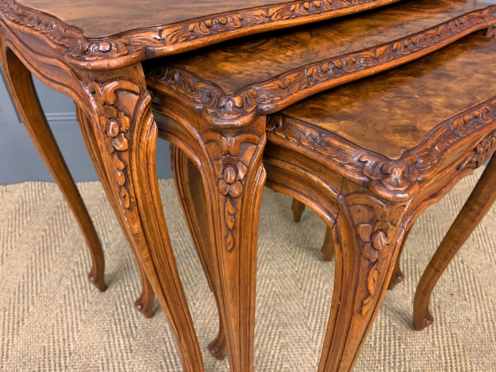 Nest of 3 Burr Walnut Tables View III
