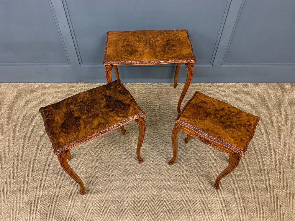 Nest of 3 Burr Walnut Tables View V