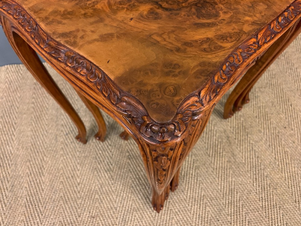 Nest of 3 Burr Walnut Tables View X
