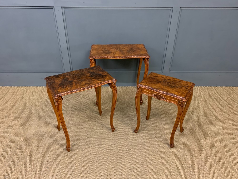 Nest of 3 Burr Walnut Tables View XI