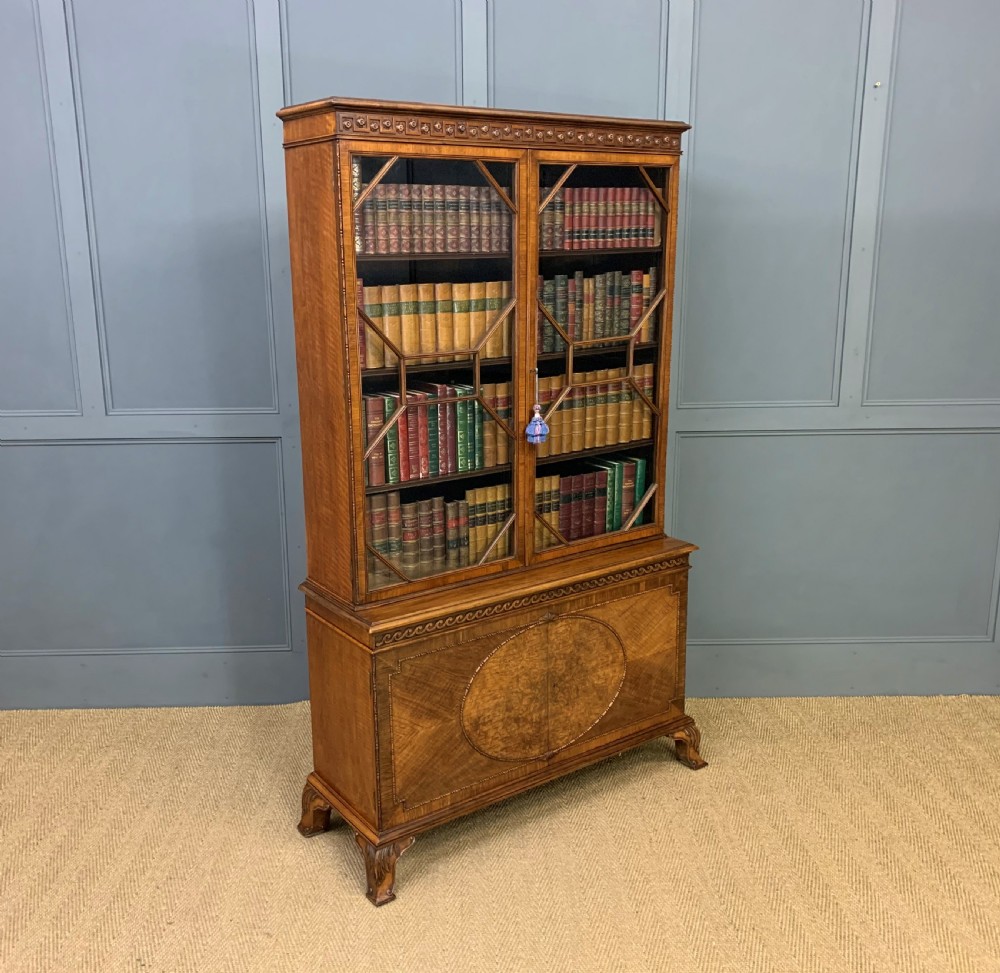 Burr Walnut Bookcase by Jas Shoolbred