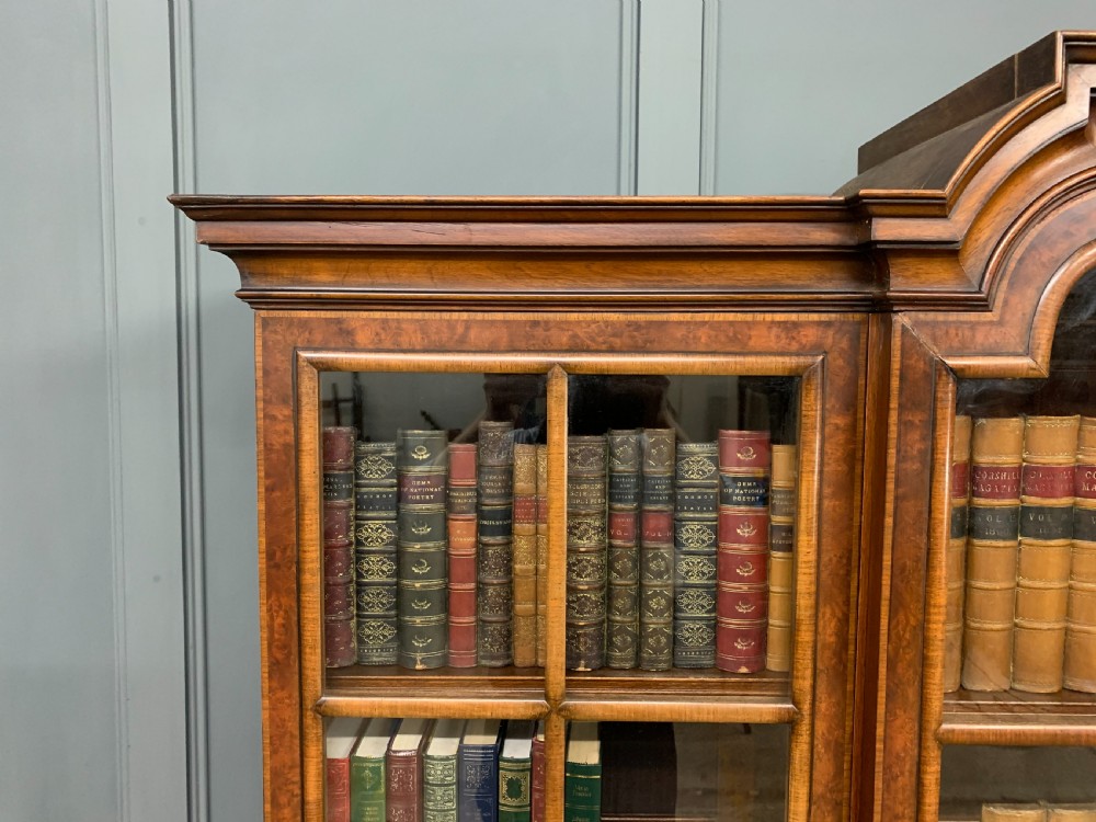 Burr Walnut Break Front Bookcase View XV