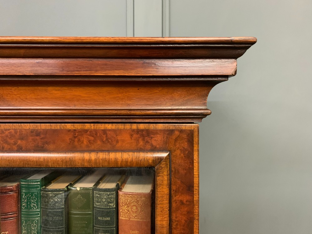 Burr Walnut Break Front Bookcase View XVII