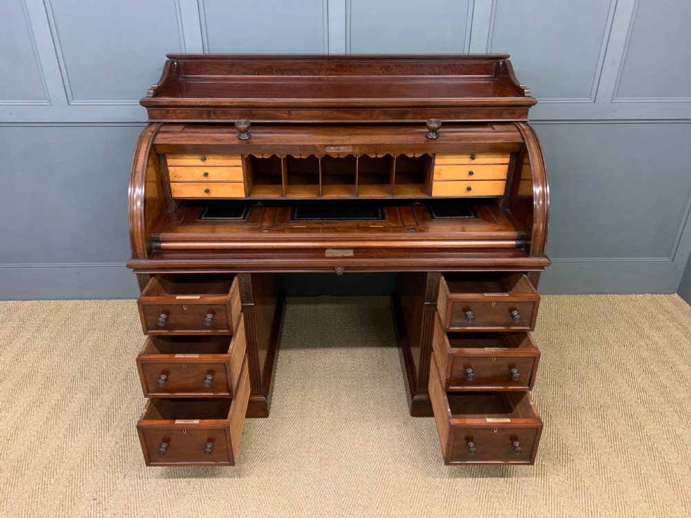 Edwards and Roberts Victorian Mahogany Cylinder Desk View III