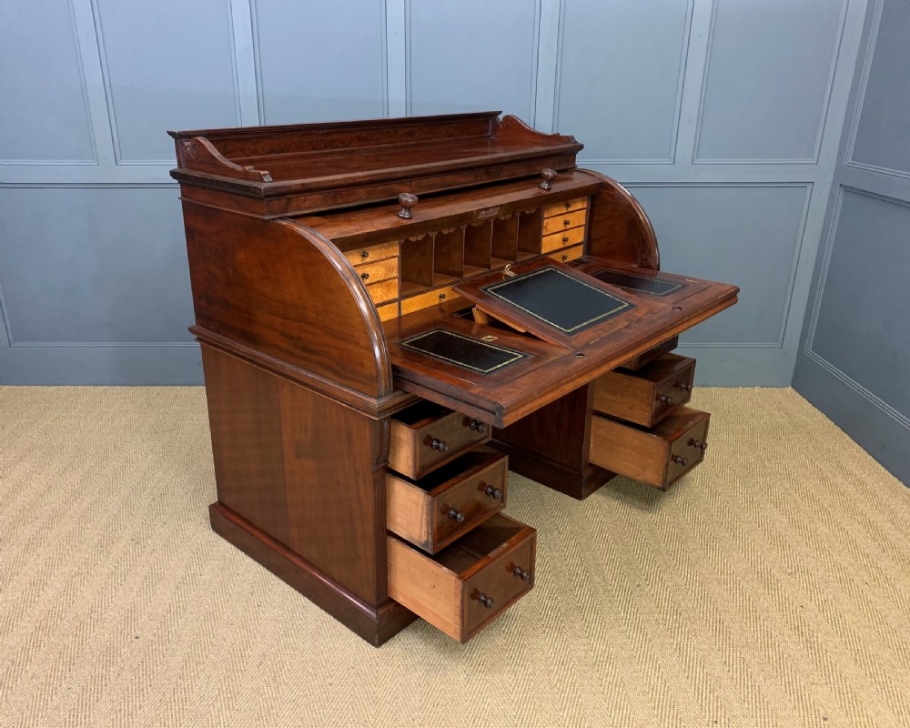 Edwards and Roberts Victorian Mahogany Cylinder Desk View V