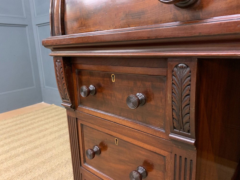 Edwards and Roberts Victorian Mahogany Cylinder Desk View XIII