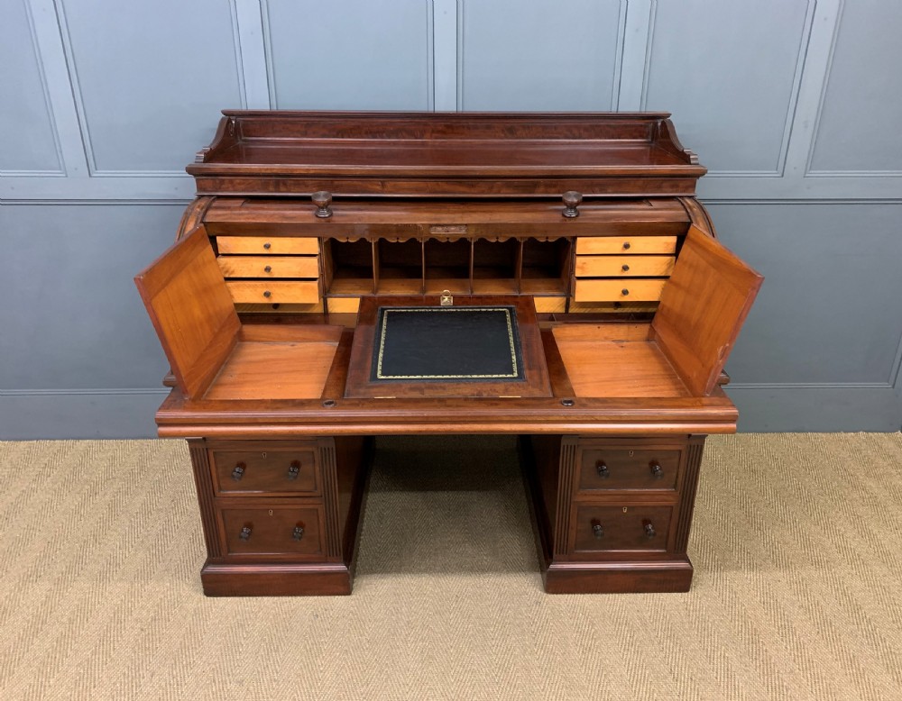 Edwards and Roberts Victorian Mahogany Cylinder Desk View XVIII