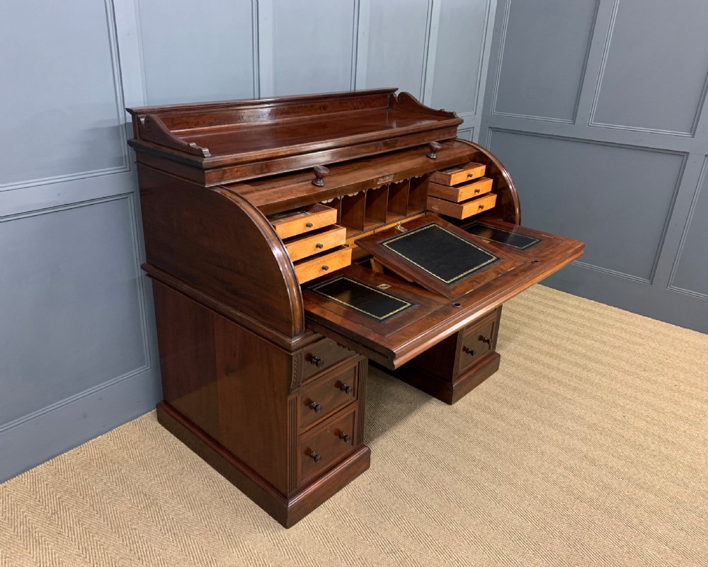Edwards and Roberts Victorian Mahogany Cylinder Desk View XX