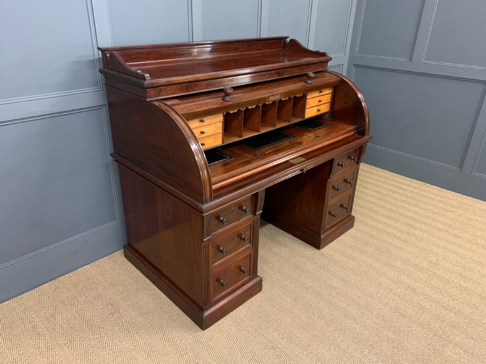 Edwards and Roberts Victorian Mahogany Cylinder Desk View XXI