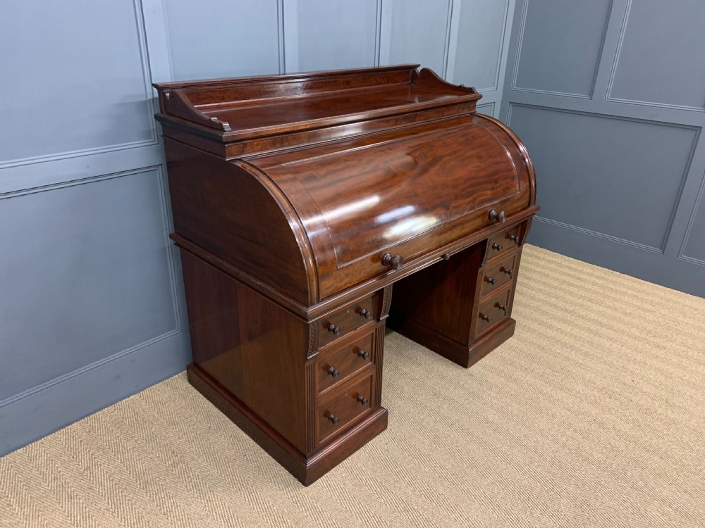 Edwards and Roberts Victorian Mahogany Cylinder Desk View XXII