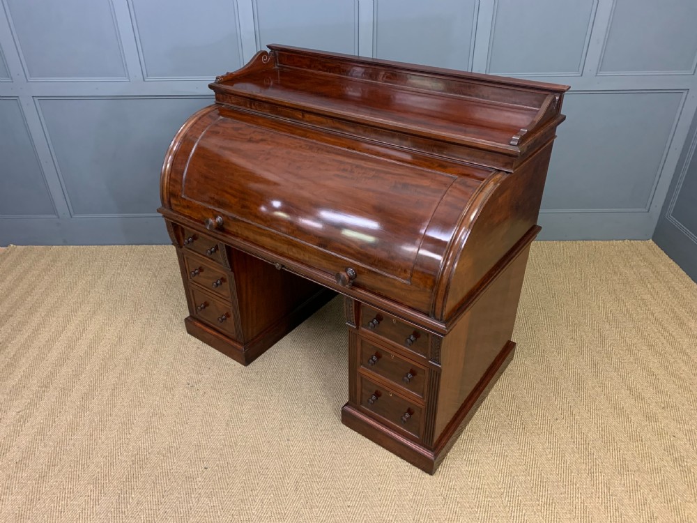 Edwards and Roberts Victorian Mahogany Cylinder Desk View XXVII