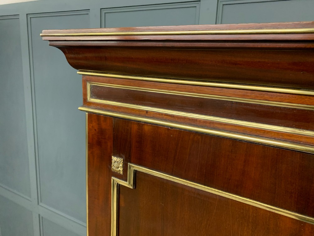 Early 19th Century Brass Mounted Flame Mahogany Linen Press View XIII
