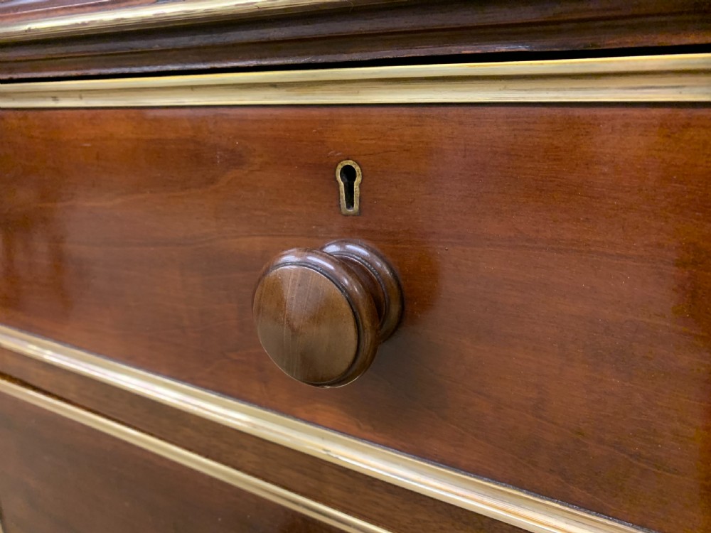 Early 19th Century Brass Mounted Flame Mahogany Linen Press View XV