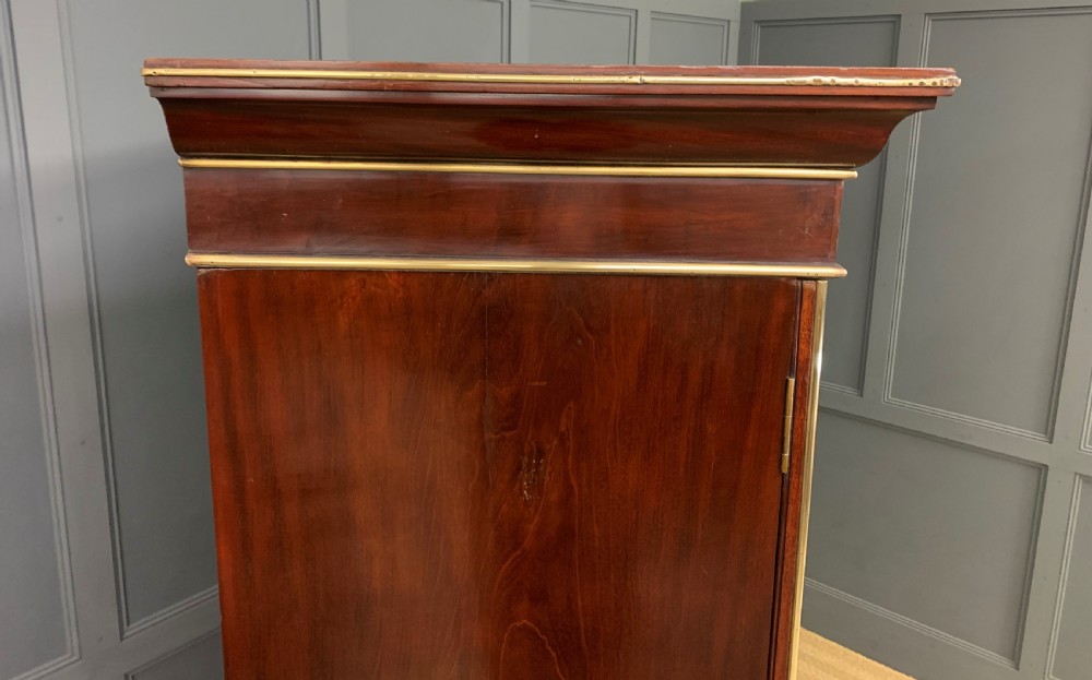 Early 19th Century Brass Mounted Flame Mahogany Linen Press View XIX