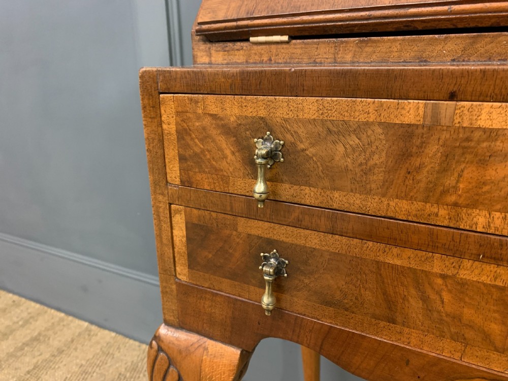 Queen Anne Style Burr Walnut Bureau View IX