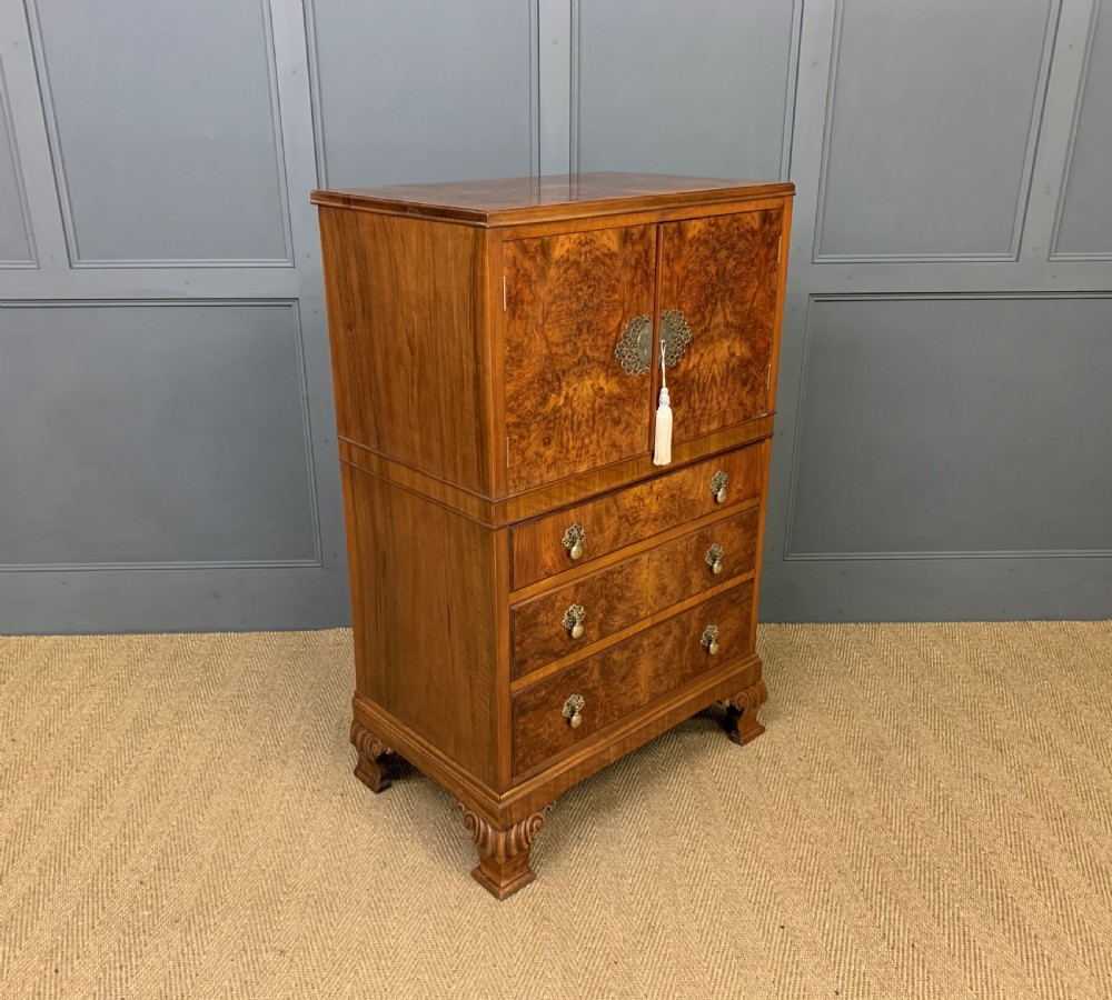 Burr Walnut Linen Press