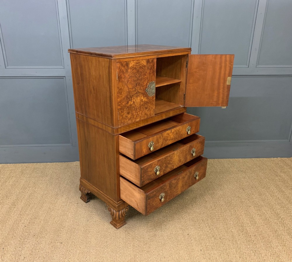 Burr Walnut Linen Press View XII