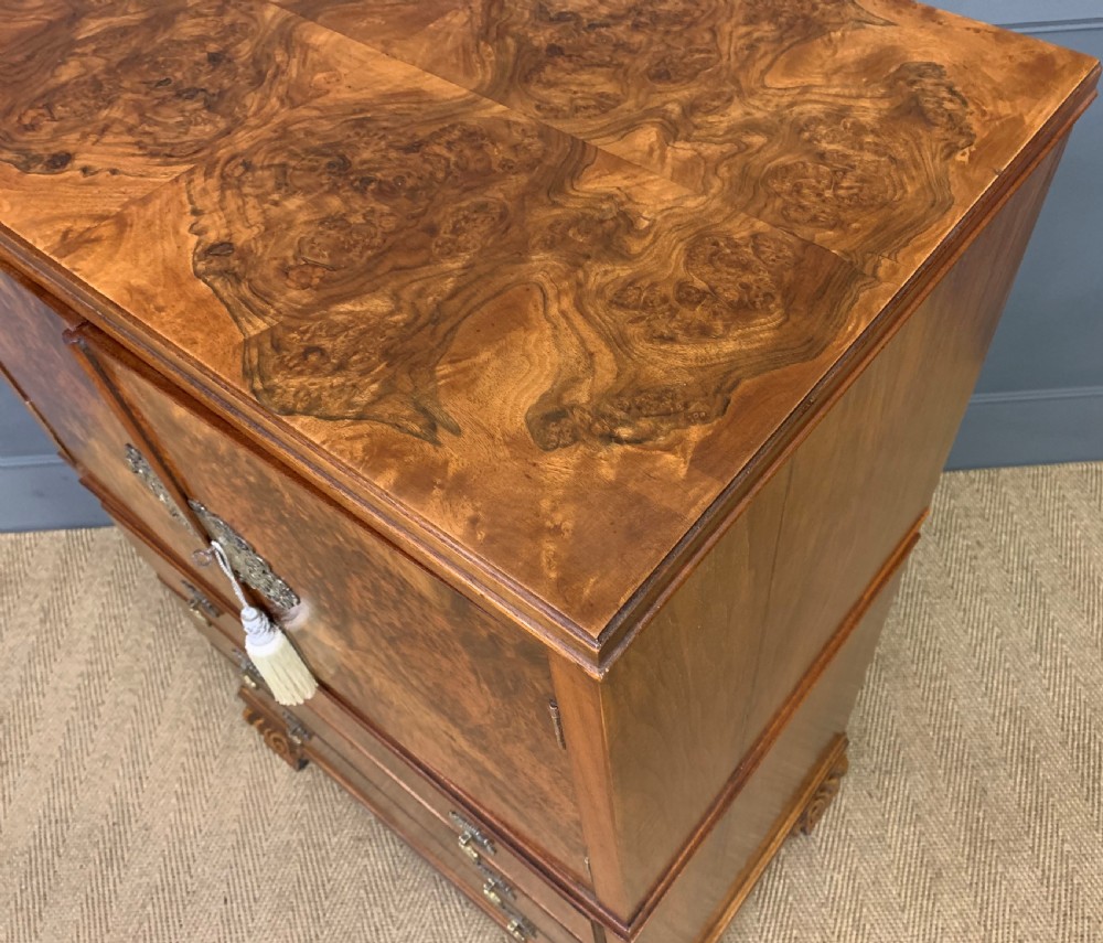 Burr Walnut Linen Press View XIII