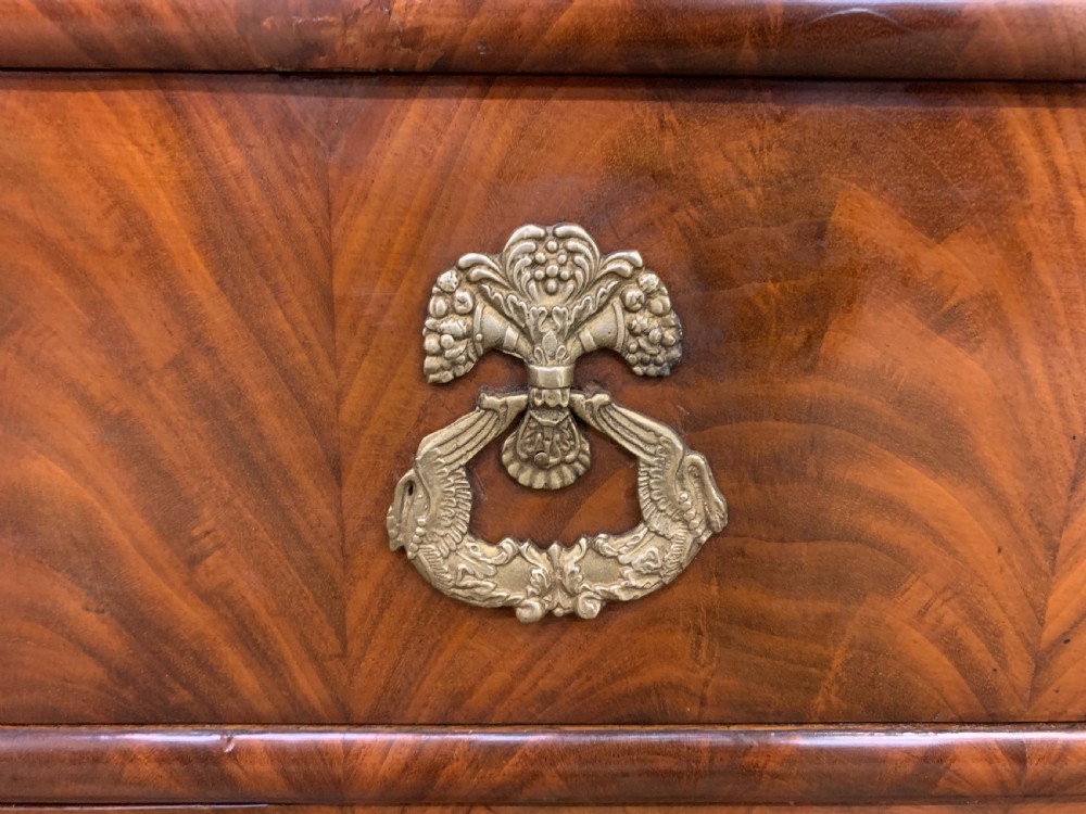 French Flame Mahogany Marble Topped Commode View II