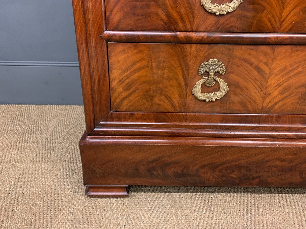 French Flame Mahogany Marble Topped Commode View VIII