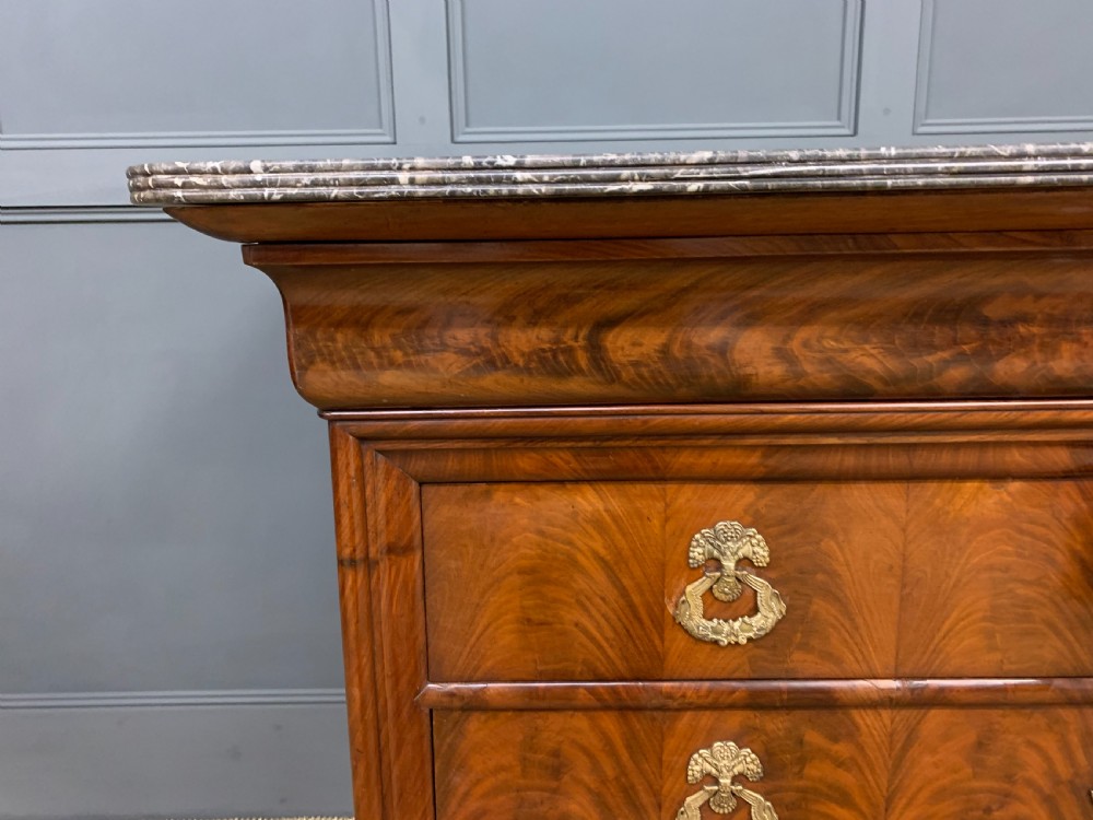 French Flame Mahogany Marble Topped Commode View IX