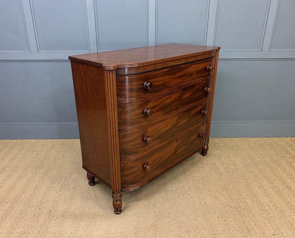 Ebony Inlaid Regency Mahogany Chest of Drawers View XIII
