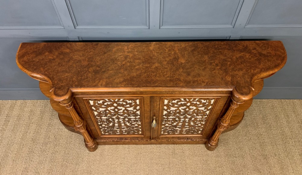 Victorian Burr Walnut Side Cabinet View II