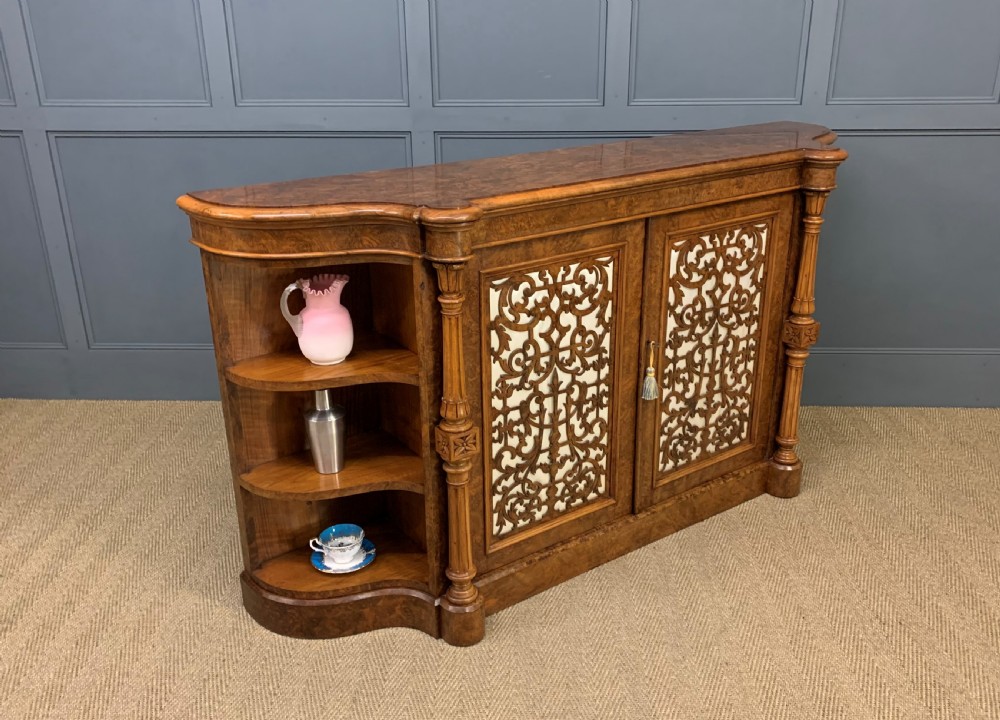 Victorian Burr Walnut Side Cabinet View IV