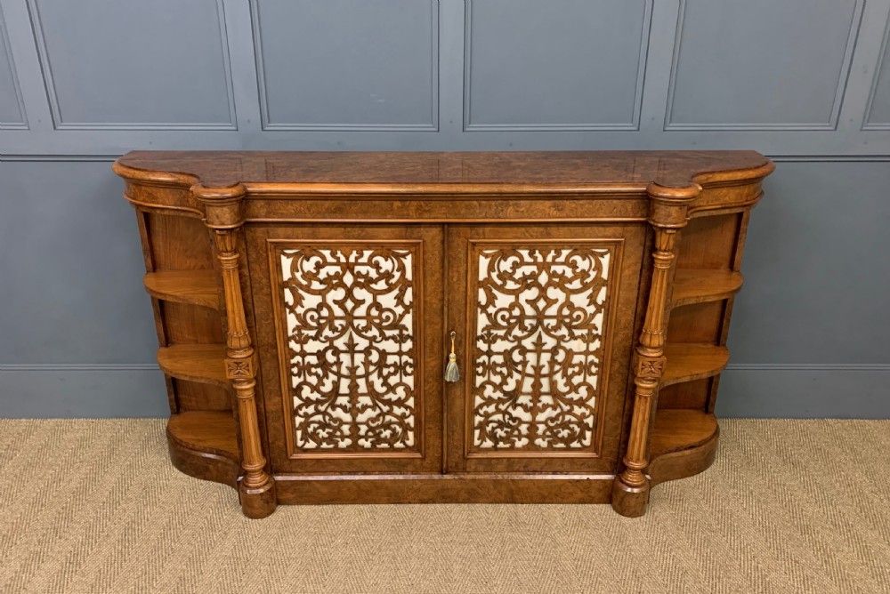 Victorian Burr Walnut Side Cabinet View VI
