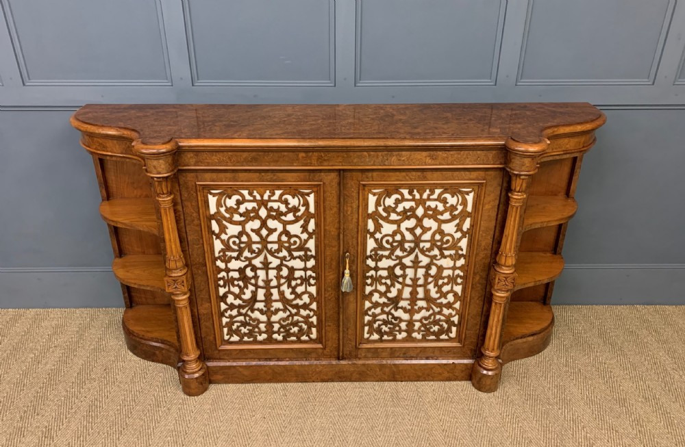 Victorian Burr Walnut Side Cabinet View VII